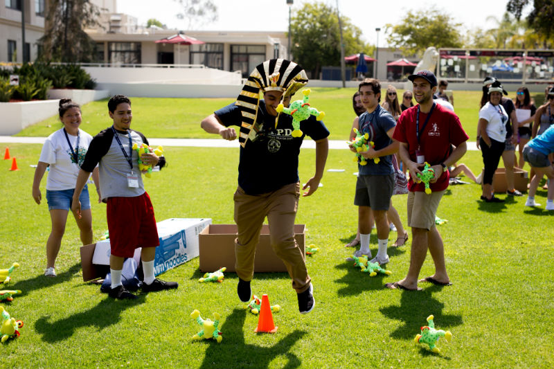 Student with pharaoh hat